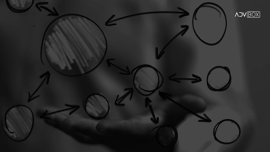 advogados desenhando grafico de Controle de processos