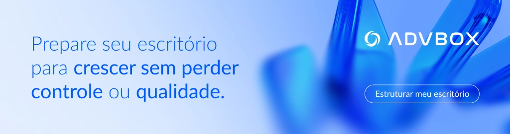 Banner com imagem ilustrativa sobre crescimento estruturado de escritório de advocacia, destacando gestão jurídica eficiente para escalar sem perder controle e qualidade